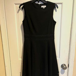 Calvin Klein Women's Sleeveless Fit and Flare Dress with Sheer Inserts